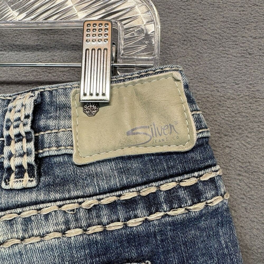 Silver Jeans Aiko Mid Short Size 31 Blue Distressed Denim Cutoff Shorts Stretch - Picture 4 of 12